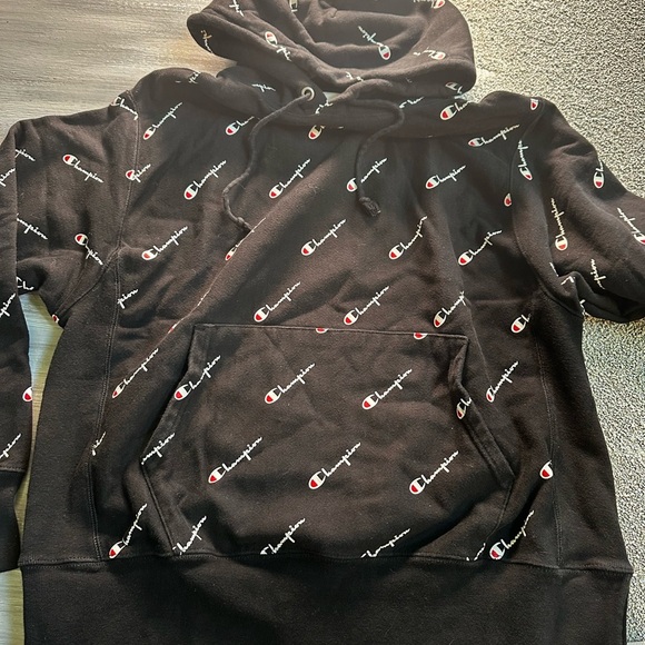 Champion Black Hoodie with Logo Pattern - Picture 5 of 6